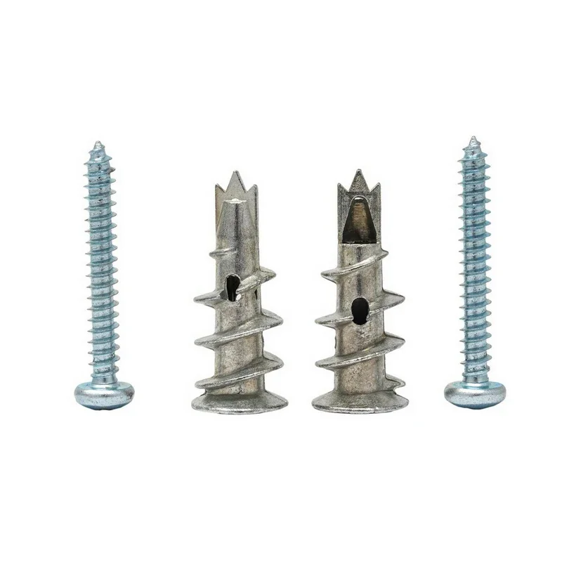 Zinc Alloy Plasterboard Drywall Anchor, Self-Drilling Wall Plug with Tapping Screw, Hollow Wall Bolt, 120Pcs