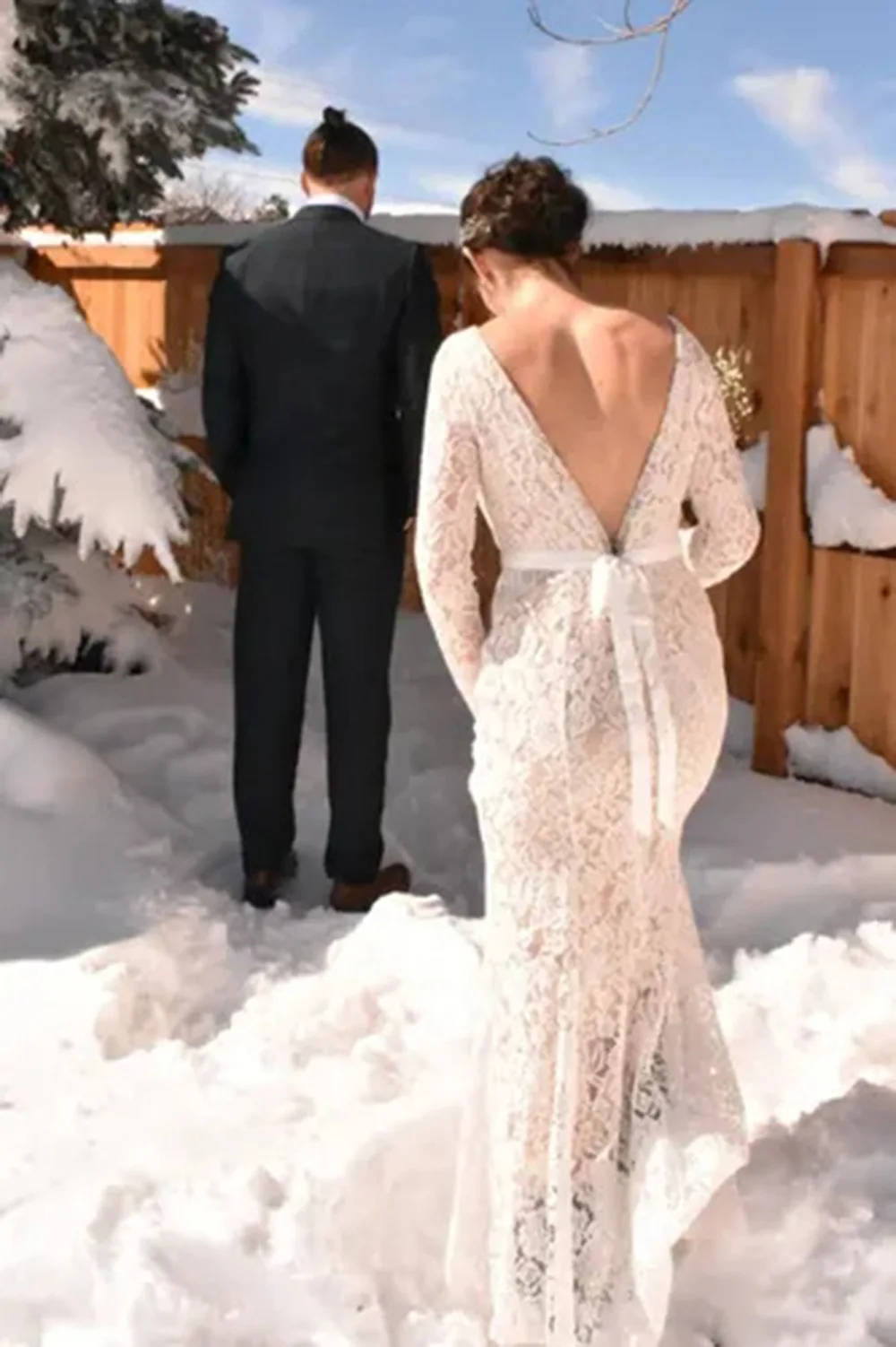 Robe de Mariée en Dentelle Blanche pour Femme Enceinte, Tenue Longue, Dos aux, Accessoire de Photographie, pour le Bain, pour l'Été, 2024