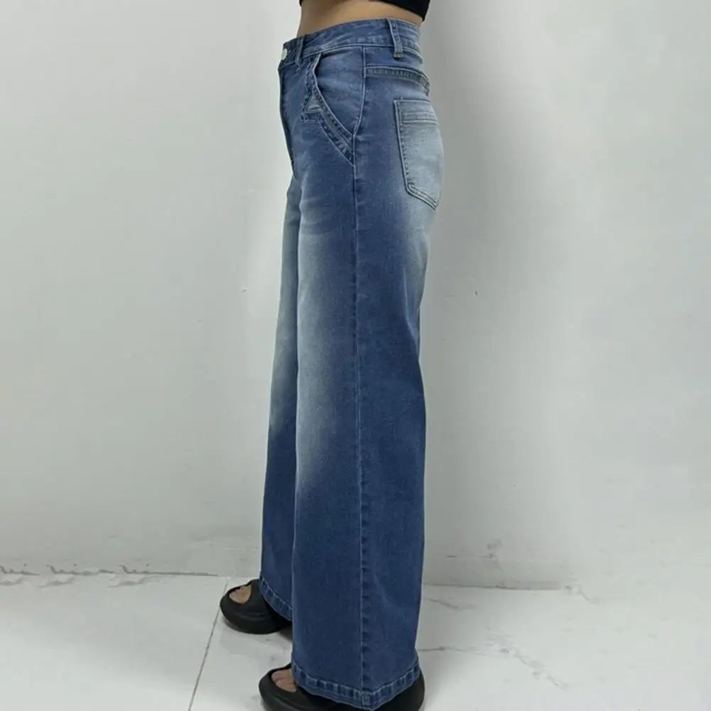 여성 바지 스트레치 하이 웨스트 워시 디스트레스드 포켓 빈티지 데님 streetwear 여성 바지