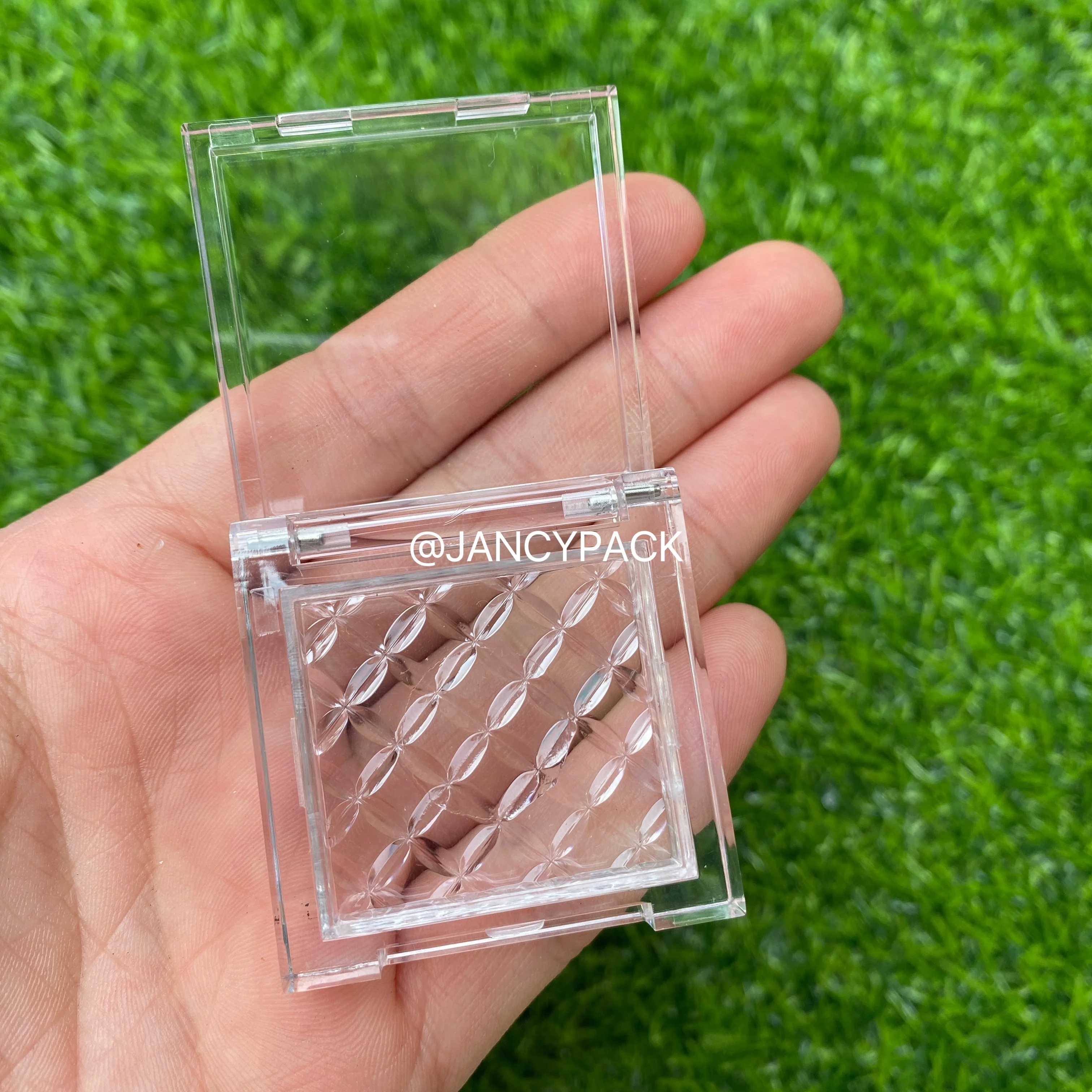 Mini Clear Plastic Cosmetic Highlighter Storage Box Cute Eyeshadow Compacts Square  Nail Beauty Packing Box Blusher Case