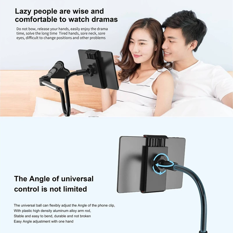 Phone Tablet Holder ,Gooseneck Stand Desk Mount,Long Arm Overhead Clip Clamp,Flexible Lazy Bracket For Smartphone