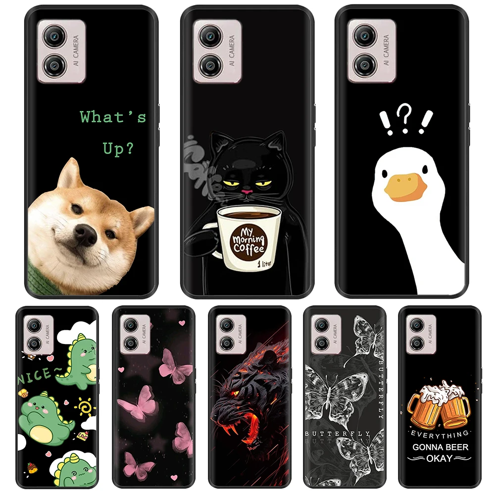 Para Moto E13 Funda de teléfono a prueba de golpes Funda trasera suave de silicona negra para Motorola Moto E13 4G motoE13 E 13 Fundas Funda Coque
