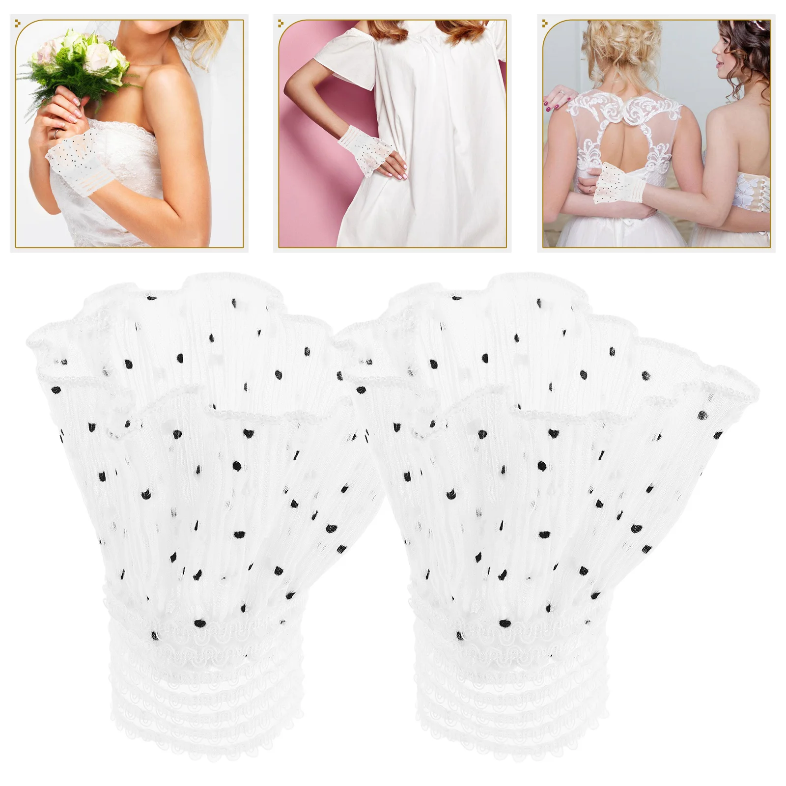 1 par de mangas de punho de renda destacáveis mangas falsas florais para casamento baile de formatura traje acessórios de pulso punhos de pulso renda destacável