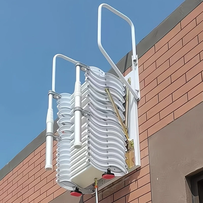 Wall-mounted attic telescopic staircase household folding lift duplex indoor and outdoor thickened retractable ladder