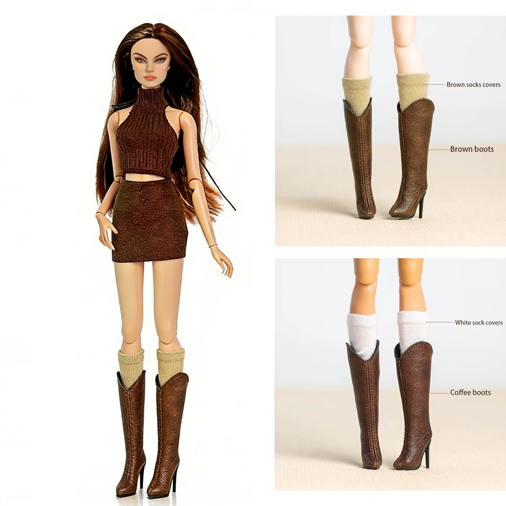 

30cm Doll Shoes Accessories High-quality Knee-high Boots Senior Sense Bow High Heels Fashion Retro Boots For 1/6 FR Babi Xinyi