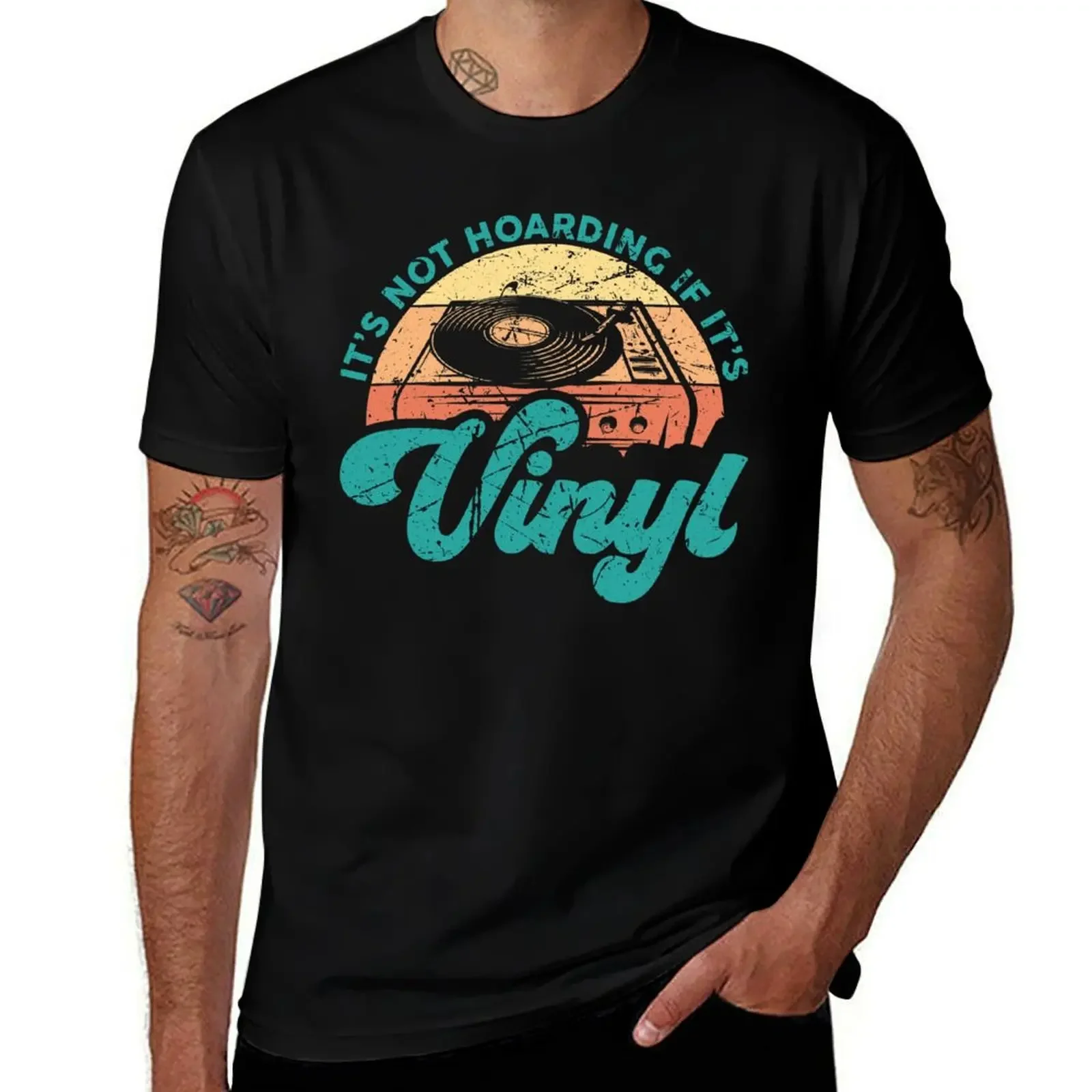 Funny Vinyl quotes It's not Hoarding If It's Vinyl T-Shirt blue archive hippie clothes sweat men workout shirt