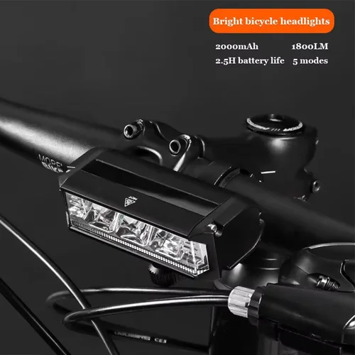 Imagen 2 del producto 1800LM 3 luces Led para bicicleta de montaña 2000MAH linterna recargable para bicicleta accesorios para bicicleta de ciclismo al aire libre para patinete eléctrico