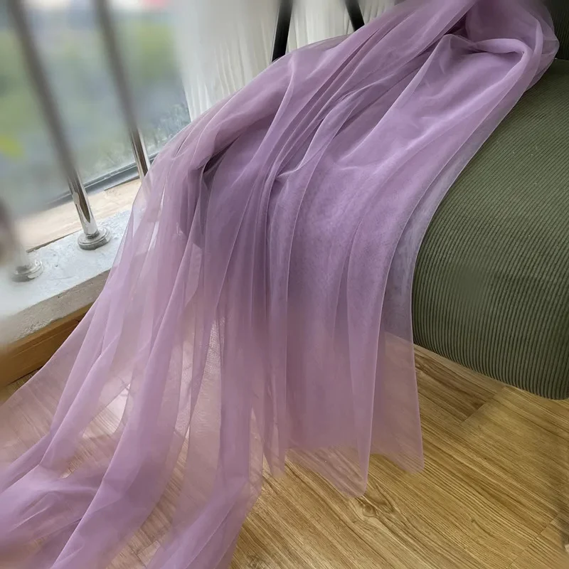 パープルライラックモーブソフトチュール生地結婚式のお祝いカーテン服メッシュレイアウト椅子バック糸暗号化ネット素材