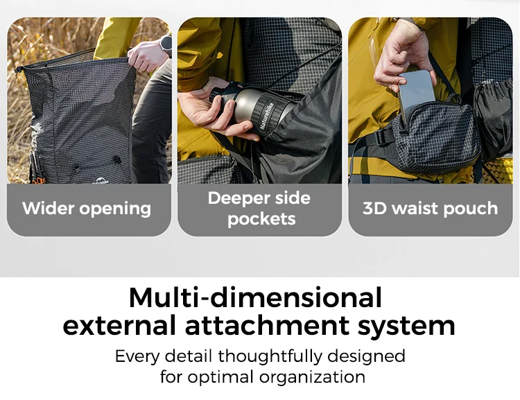 Naturehike Rock 2.0 Wanderrucksack Großer Outdoor-Rucksack für Freizeitsport und Reisen Kletter- und Campingrucksack – Detail 9