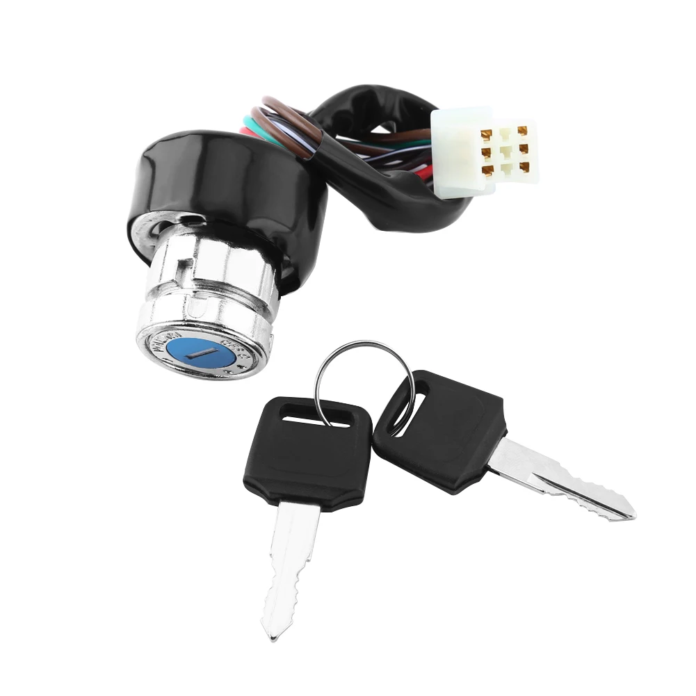 Universal Car Motorcycle 6-Wire in 9 pin plug Ignition Switch 3 Position 2 Keys Ignition Lock Key Switch
