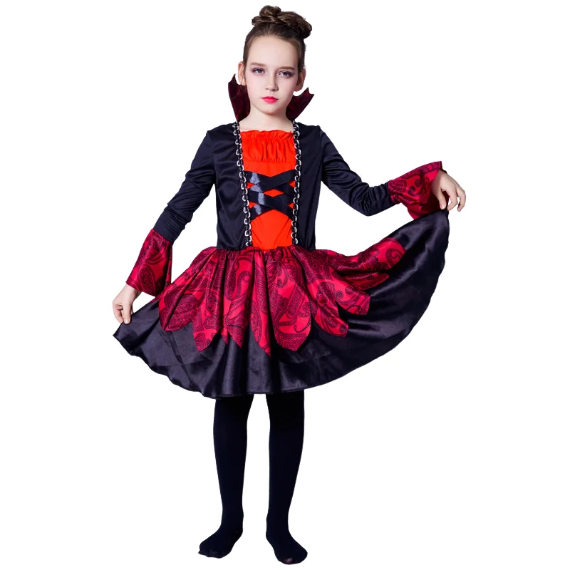 Disfraz de Halloween para niños, conjunto de vestido divertido para fiesta navideña, traje rojo bonito para niña, ropa de actuación para escenario