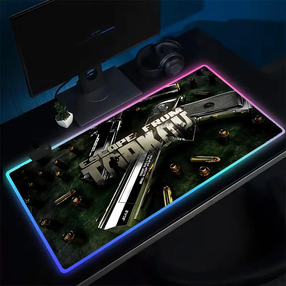 Game Leave Tarkovs Mouse Pad Anime Gaming Mouse Pad LED Table Pads Backlit Rubber Desktop XXL Mousepad RGB Desk Mats