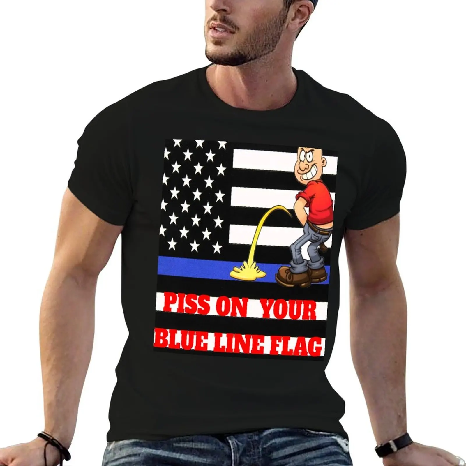 PISS ON YOUR BLUE LINE FLAG T-Shirt Christmas Theme Tee Top