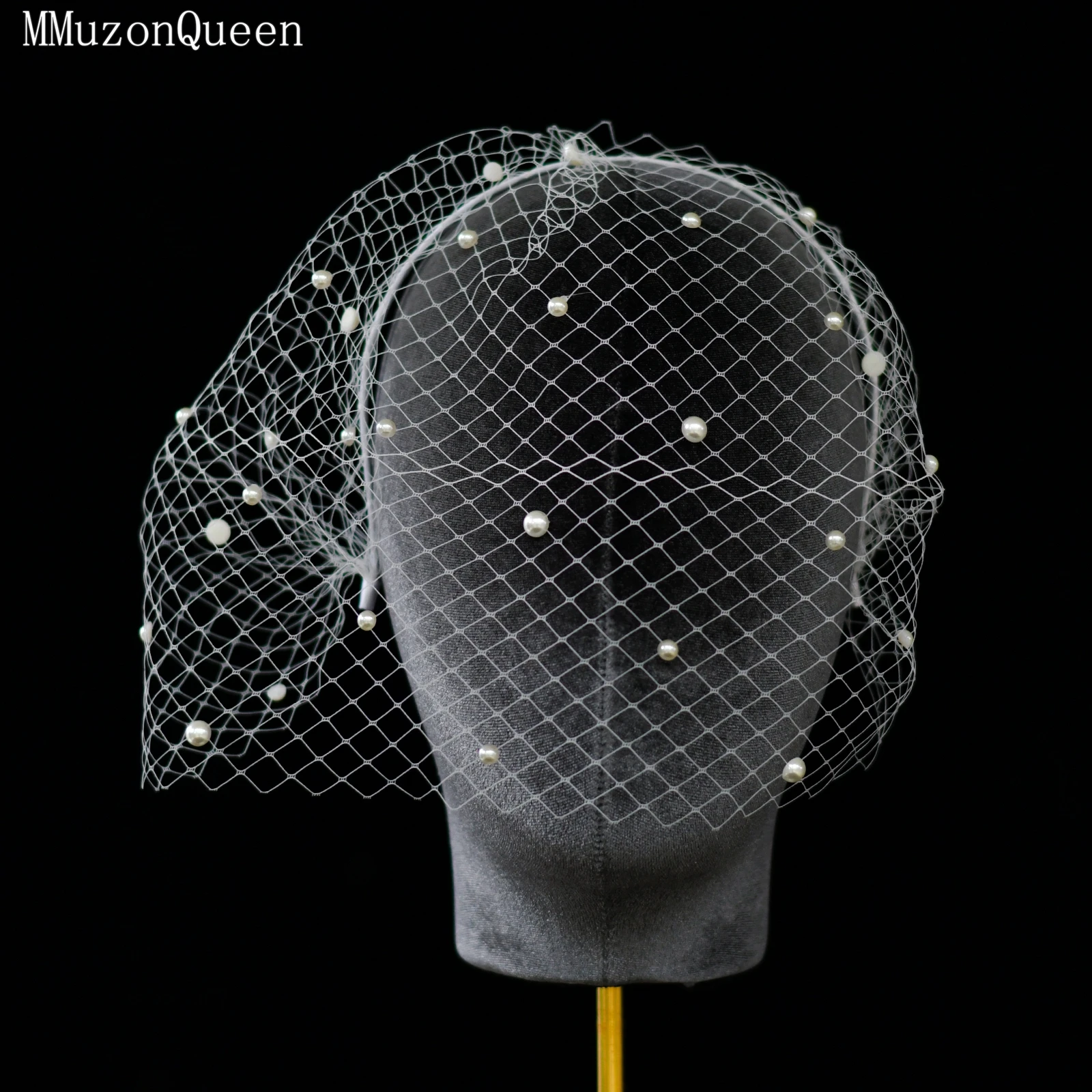 TOPQUEEN простая дышащая свадебная вуаль в виде птичьей клетки с имитацией жемчуга, женская повязка на голову, украшение для лица для праздничной вечеринки MA28