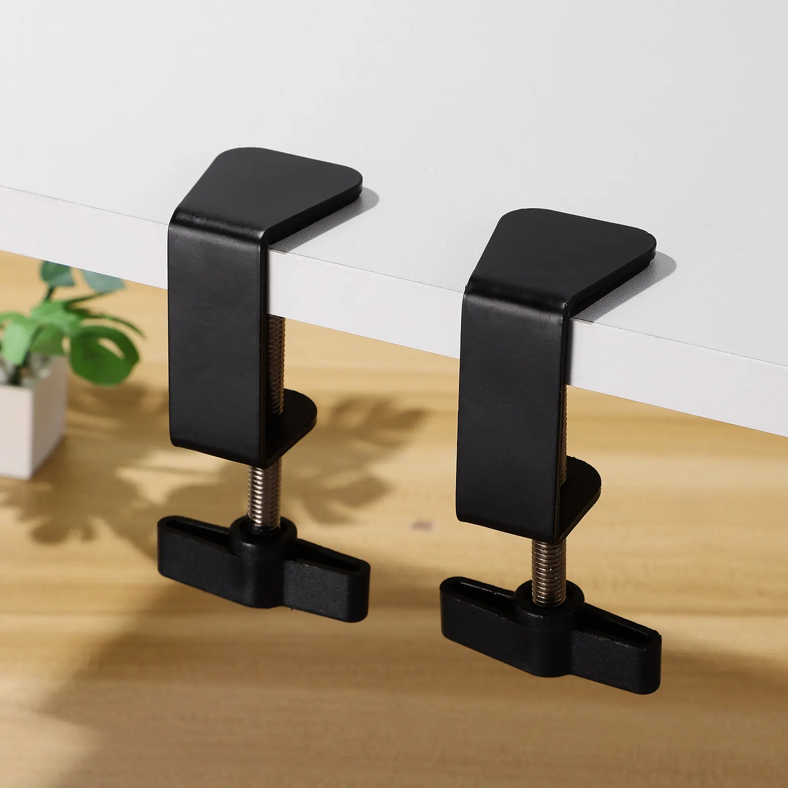 2Pcs High Strength Table Mount C-Clamp Desktop Adjustable C-Shape Clamp with Non- Silicone for Studio Broadcast