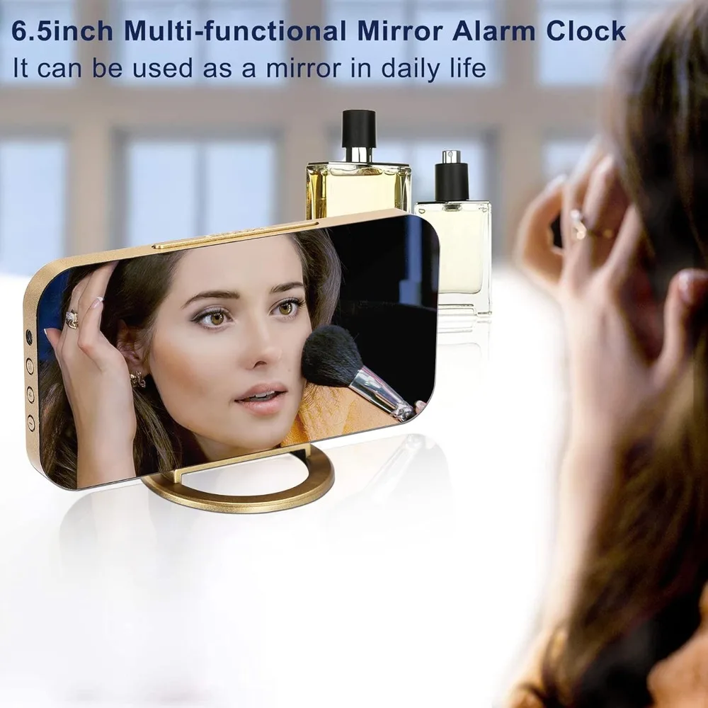LED Mirror Alarm Clock with USB Charger 2