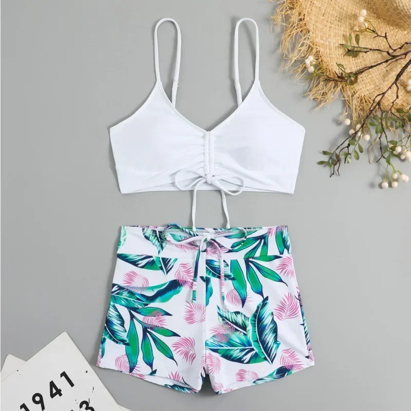 جديد مثير المايوه الأبيض Tankini مجموعة الإناث قطعتين ملابس السباحة الشاطئ ملابس سباحة لباس سباحة بركة المرأة لباس سباحة 2025