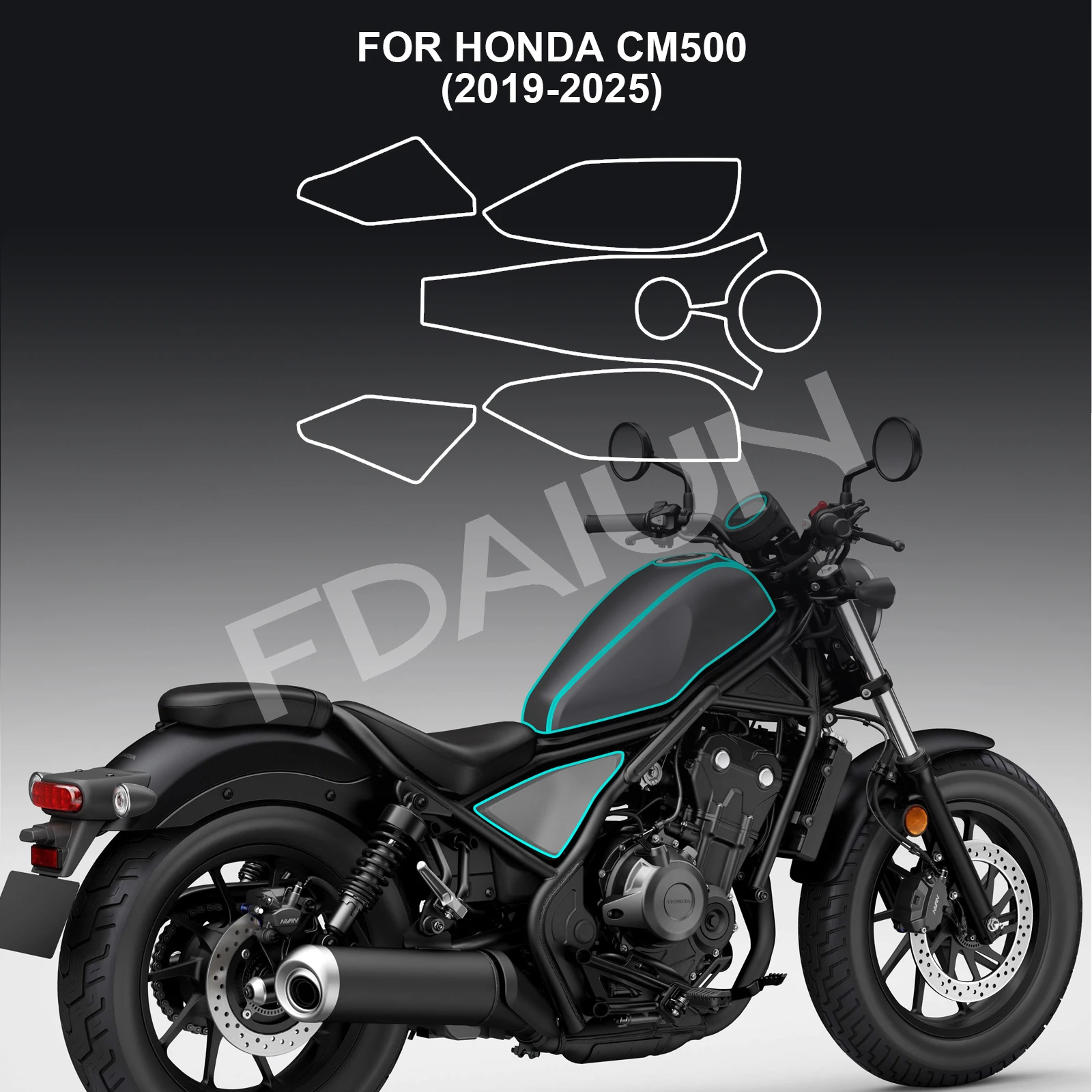 

For Honda CM500 2019 2025 Color Change Motorcycle Wrap TPU Film Protective Layer Scratch Resistant Modification Accessories