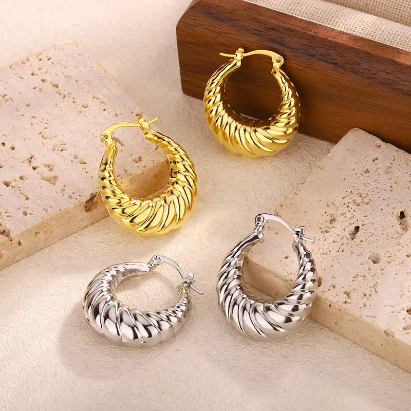 

Fashionable circle horn earrings European and American fashionable design metal earrings hollow ear jewelry gift