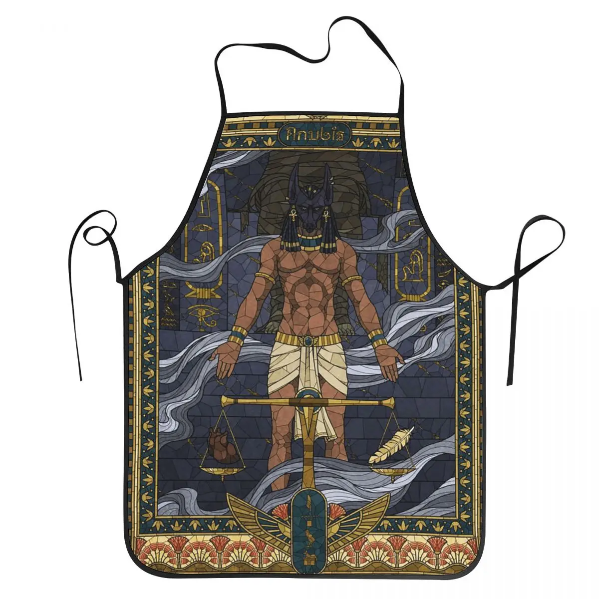 Egyptian Classical Pharaoh Anubis Art Apron Chef Cooking Tablier Sleeveless Bib Kitchen Cleaning Pinafore for Women Men Painting