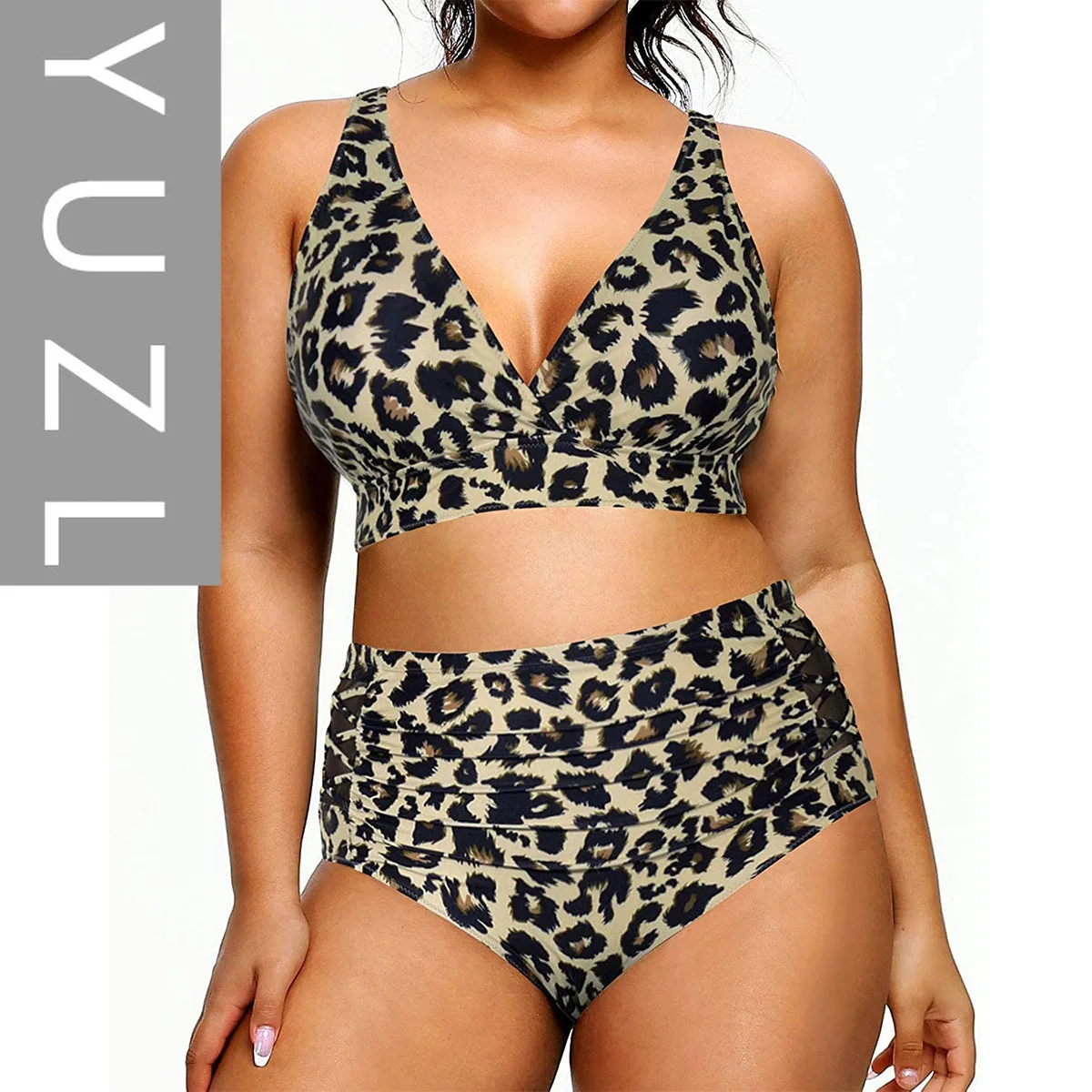 

YUZL Fattened and enlarged split swimsuit mesh thin women's two-piece swimsuit 2025 new