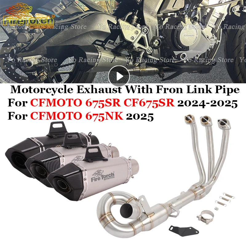 

Slip On For CFMOTO 675SR CF675SR 675R-R 675 SR-R 675NK Full Motorcycle Exhaust System Escape Front Link Pipe Muffler DB Killer