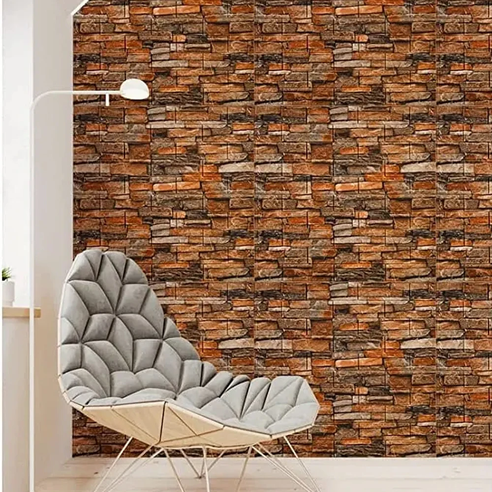 10PCS 3MM 3D Wallpaper PE Foam Wall Sticker Self Adhesive Peel and Stick Sticker Brick Wall Paper for Living Room