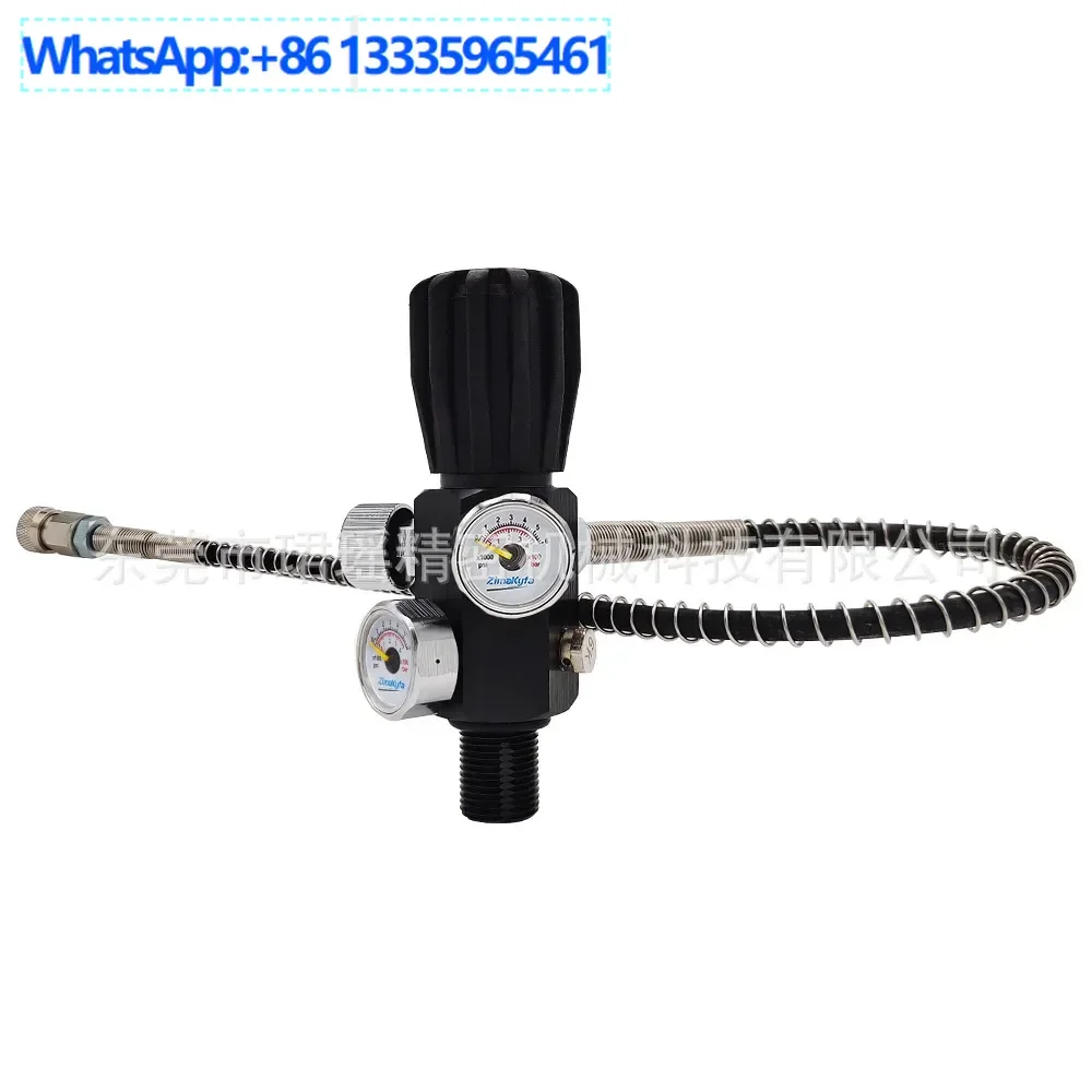 

HPA Air Valve 5/8 "-18UNF Threaded, Dual Pressure Gauge 50cm Spring Tube
