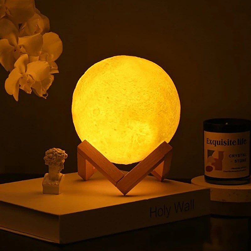 1PC DIY Planet Lamp Moon Galaxy Night Light Art Painting Graffiti Birthday Gift Bedroom Living Room Decoration With Stand