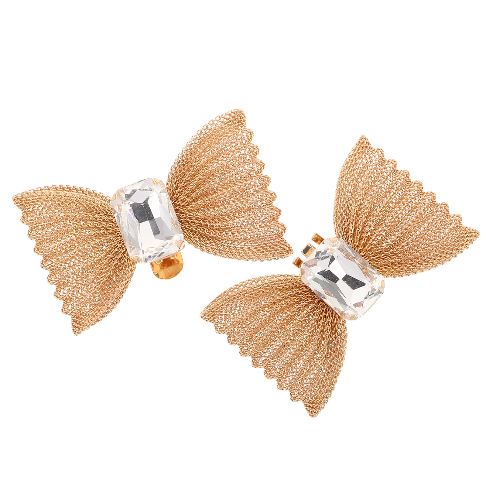 

2 Pcs Rhinestone Butterfly Shoe Buckle High Heels Accessories Simple and Stylish Bow Clip