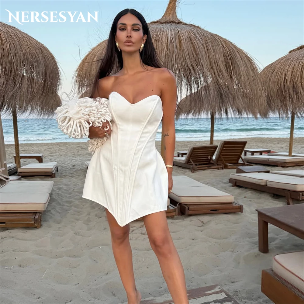 

Nersesyan Luxury Off Shoulder Prom Dresses Off Shoulder Bones Mini Dress Wedding Guest Party Gowns abiti da sposa Customized