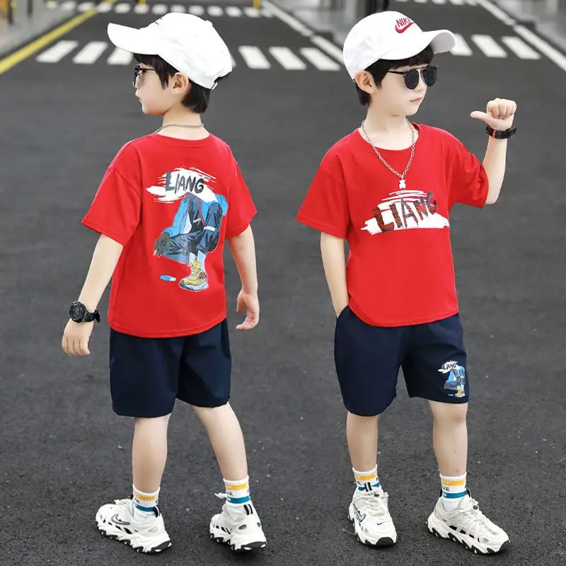 طقم ملابس أطفال على الطراز الكوري بدلة رياضية للأولاد طقم أطفال للأولاد من 4 بدلات فردية وملابس علوية مقطوعة سنوات