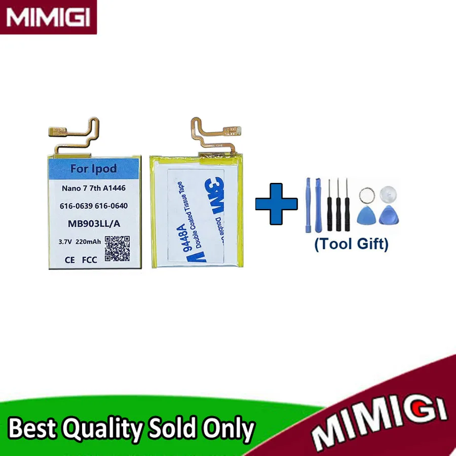 220mAh 616-0639 616-0640 Battery For Apple iPod Nano 7th 7G 7 Gen. Nano7 A1446 MP3 MP4 +Tool Gift
