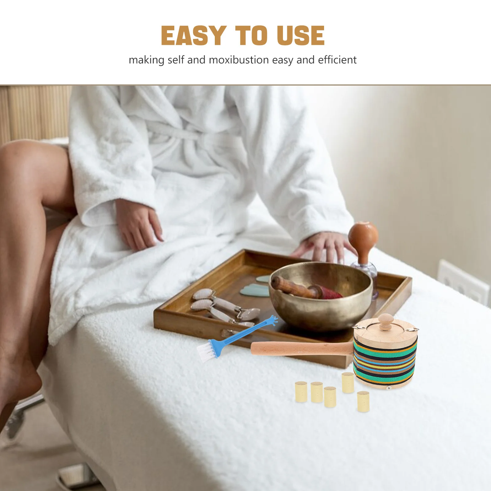 1 Set Kotak Moxibustion Tanpa Asap Genggam Pembakar Moxa Kayu Portabel untuk Terapi Relaksasi Kit Lengkap dengan Alat Moxibustion