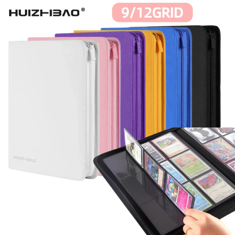 9-12-pocket-premium-zipper-card-binder-trading-card-album-durable-side-loading-card-for-sports-mtg-tcg-pokemon-yugioh-football