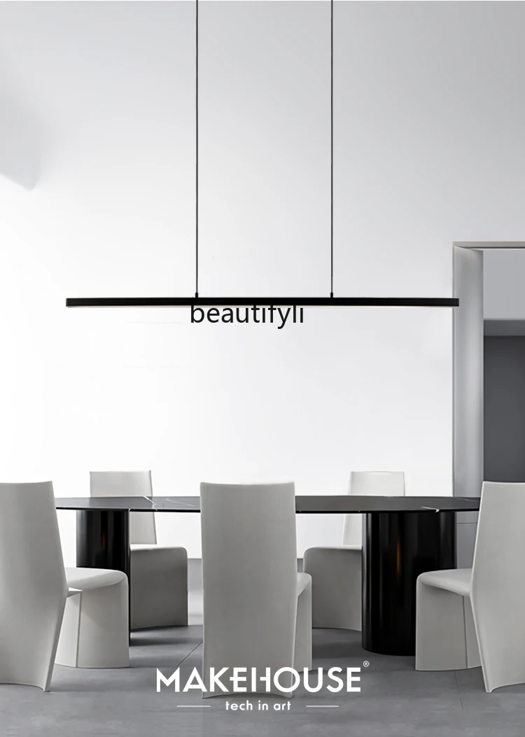 Full Spectrum Restaurant Chandelier Smart One-Word Strip Minimalistic Bar Island Table Black Modern