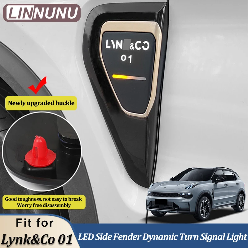 LINNUNU LED Side Fender Dynamic Turn Signal Light Marker Lamp Fit for Lynk&Co 01 2017-2022 Dynamic Fender  led side Turn signal