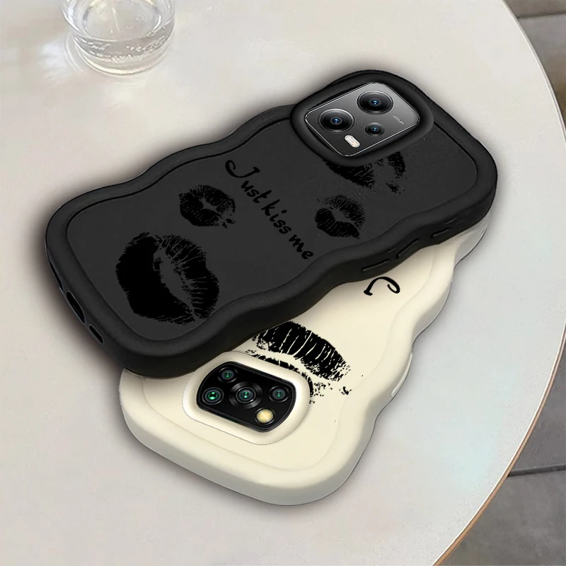 قبلني الشفاه موضة موجة جراب هاتف ل Xiaomi 14T POCO C50 C51 C55 C65 X3 X5 X6 X7 M6 Pro لينة واقية معكرون غطاء