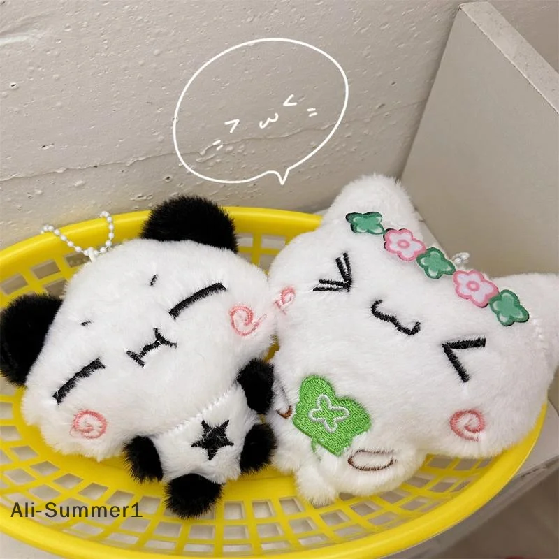 【E】Cartoon Animal Rabbit Panda Plush Pendant Keychain Kawaii Fashion Key Ring For Women Girls Cute Backpack Pendant Accessories
