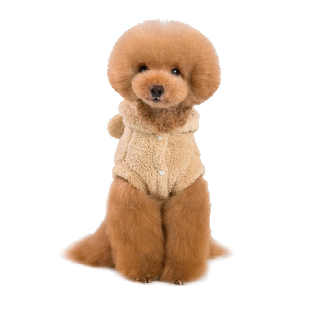 

Pet Dog Autumn Winter Dog Apparel Bear Ears Buckle Closure Hooded Thickened Fleece Apricot Xl Outdoor Wear