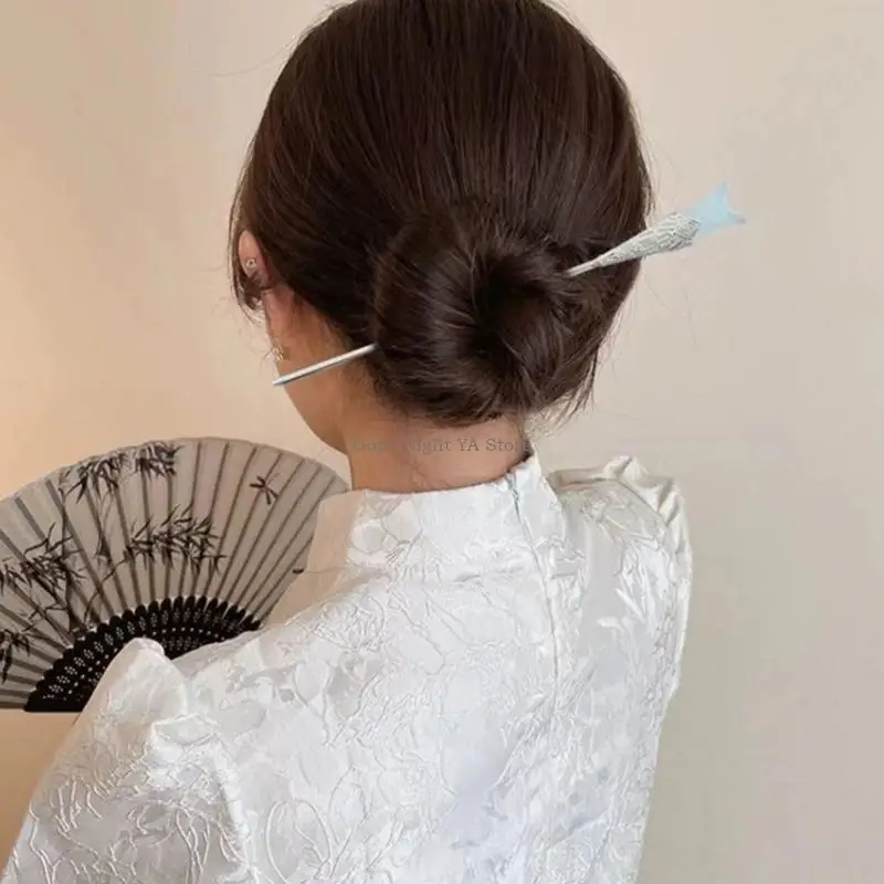 Rambut Elegan Tongkat Desain Cina Kuno Hairpin Logam Untuk Pesta Pernikahan Wanita