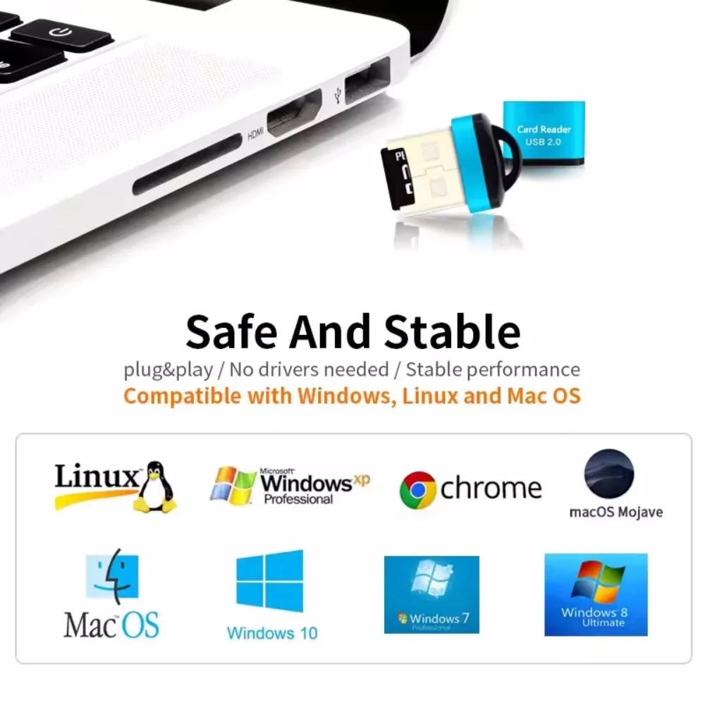 Mini High Speed USB 2.0 Card Reader Mini SD TF Memory Card Adapter For PC Computer Laptop Notebook Car Music Play TF Card Reader
