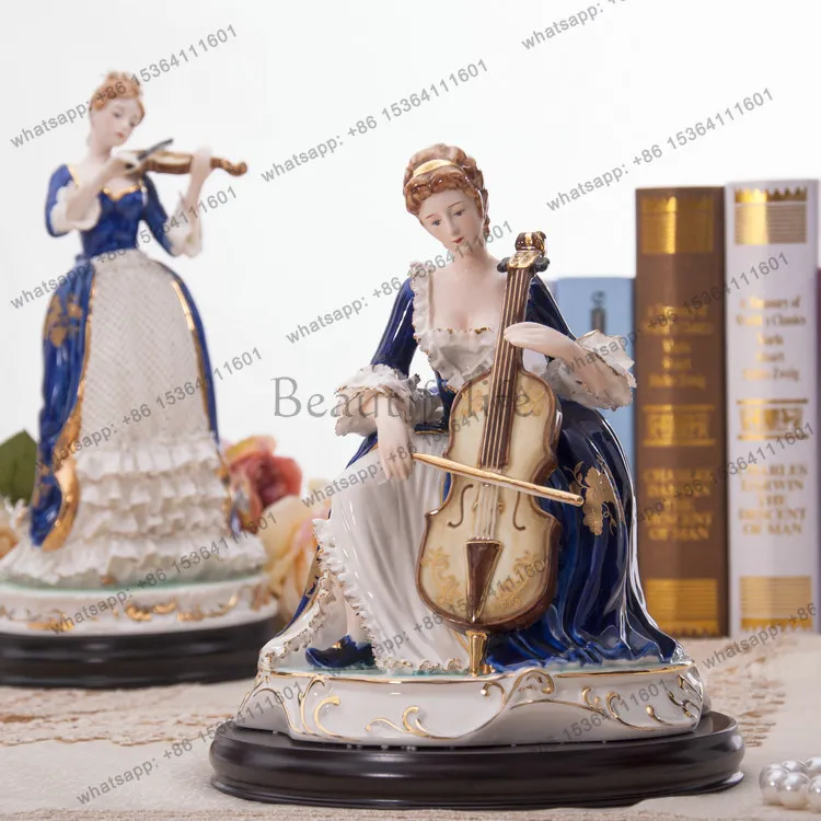 European ceramic figure ornament, luxury American cello, high-end art, home decoration