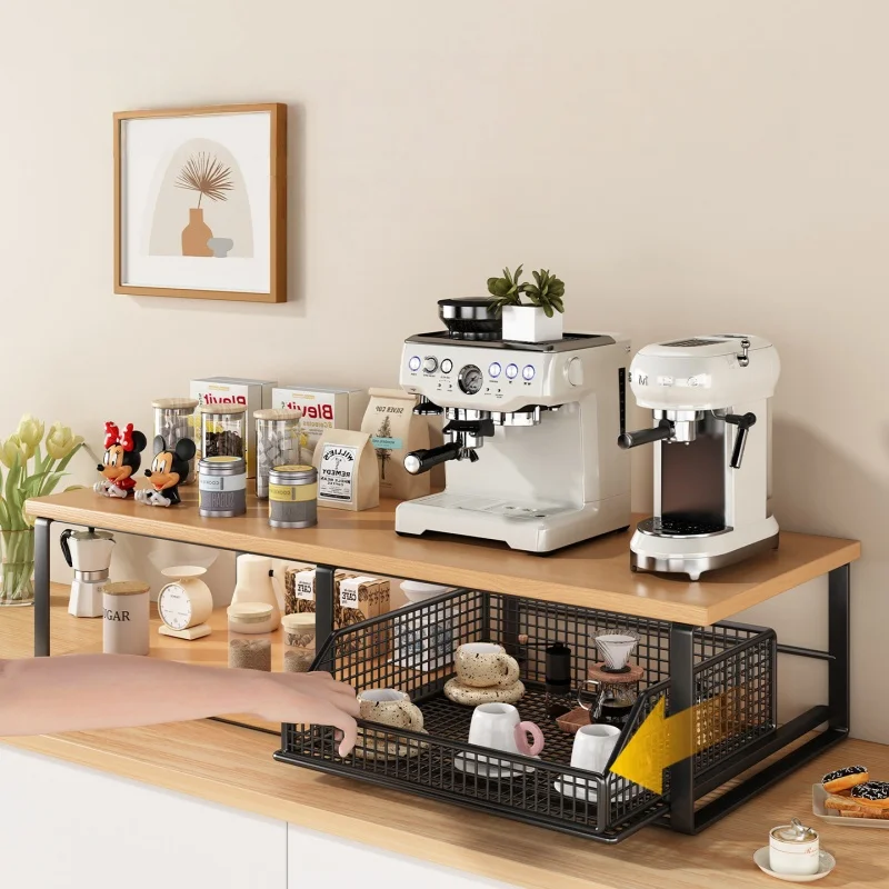 Kitchen Desktop Organizer Rack Tea Bag Cup Holder Kitchen Table Display Stand Metal Material Microwave Shelf Storage Rack view 5