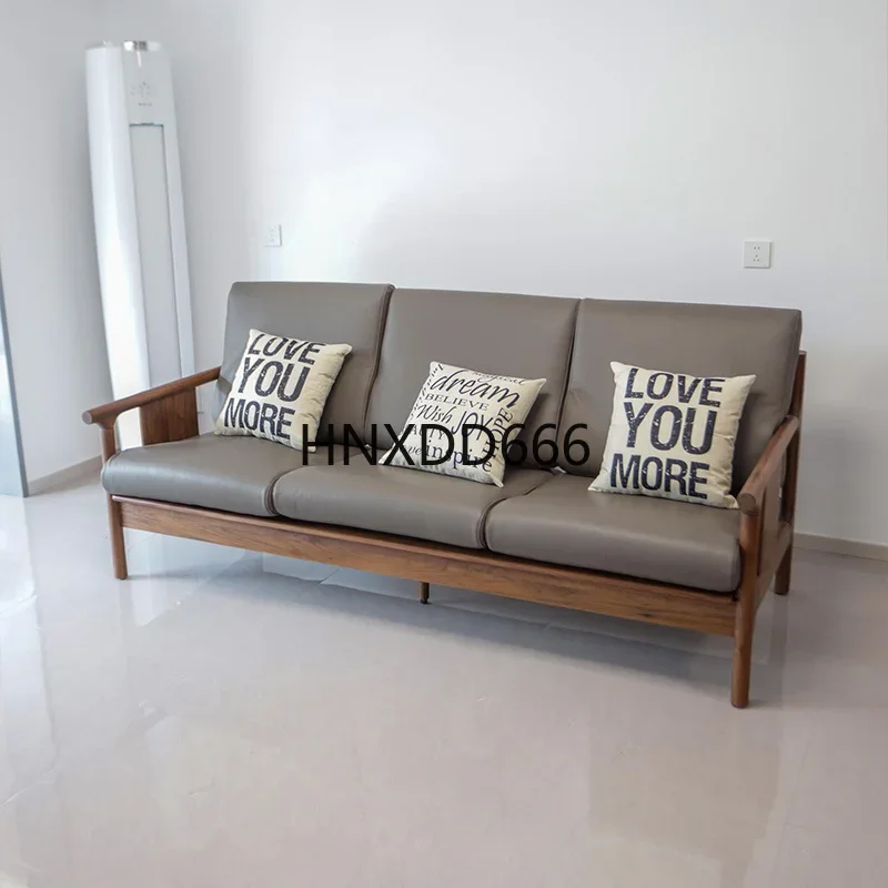 Black walnut all solid wood fabric sofa