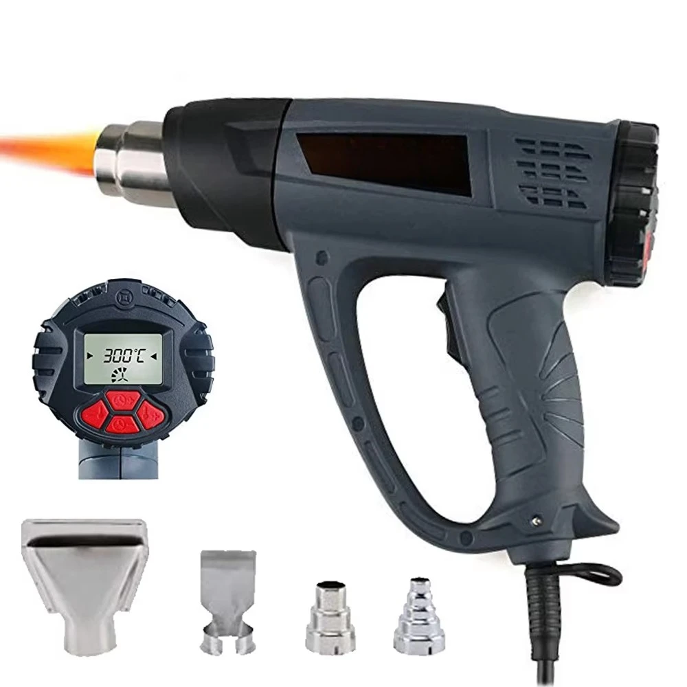 

2000W Industrial DIY Grade Hot Air Blower Gun LCD Display Tablet Wind Control Memory Function Powered Battery-Hot Air Gun Kits