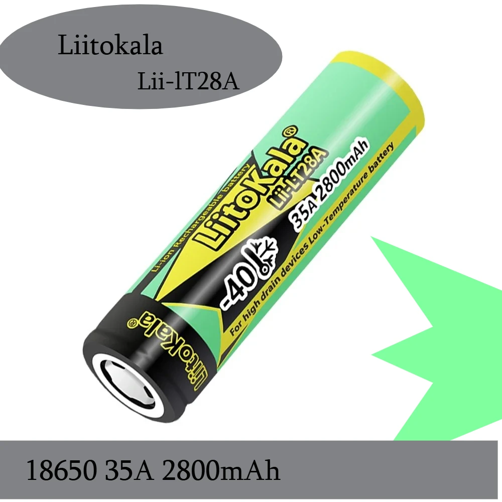 

LiitoKala 18650 2800 мАч 3,7 В Lii-LT28A 35 А аккумуляторная батарея с высоким разрядом -40 ° Блок питания C для фонарика высокой мощности