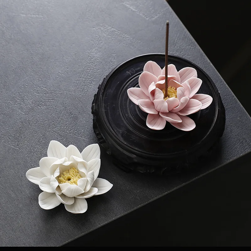 Lotus Fragrance Inserter for Household Agarwood Laoshan Sandalwood Thread Incense Burner Ceramic Incense Inserter