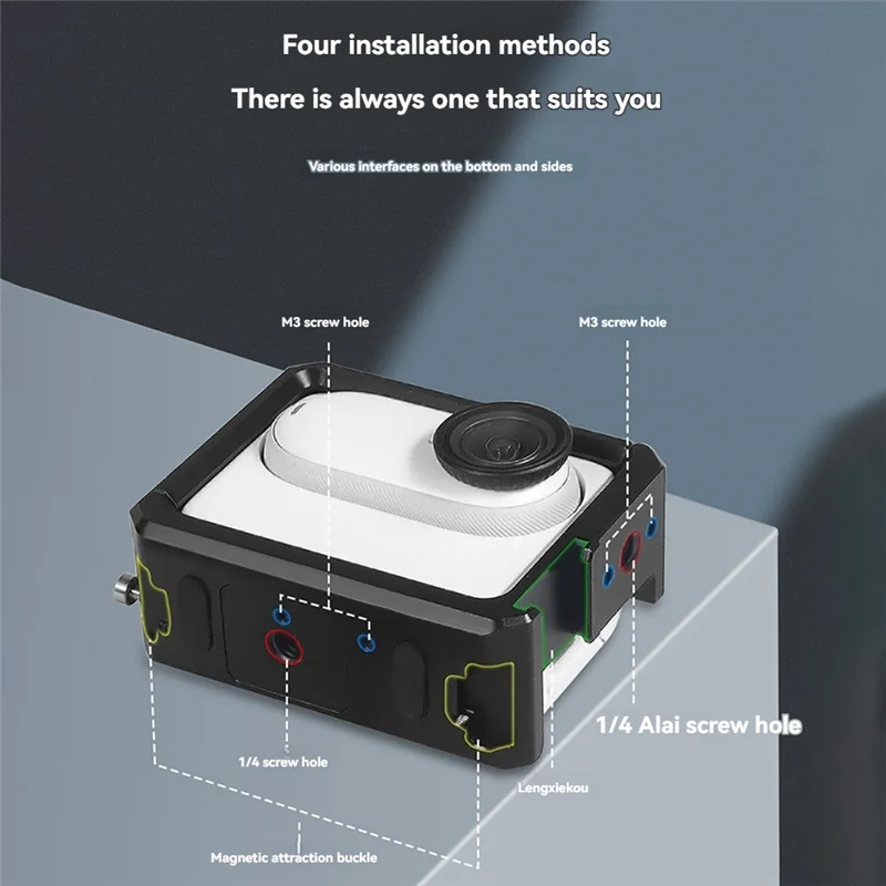 AEF7-For  GO3 / GO 3S Ultra Light Metal Cage Frame Case Protective Shell Protector Accessories Dual Cold Shoes