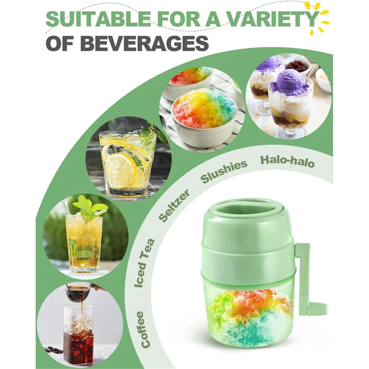 آلة مخروط الثلج آلة صنع الثلج اليدوية آلة حلاقة الثلج شفرة مزدوجة من الفولاذ المقاوم للصدأ كسارة الثلج-T33C